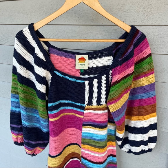 Farm Rio Mini Dress Knit Multicolored Festival Beach US S Small - Picture 6 of 13